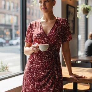 NWT BCBGeneration red surplice ruffled dress